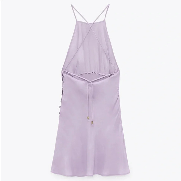 Zara Dress size small light purple open back mini slip dress - Picture 1 of 8